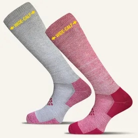 Women's Colorful Knee High Wide Calf Compression Socks - 2 Pair