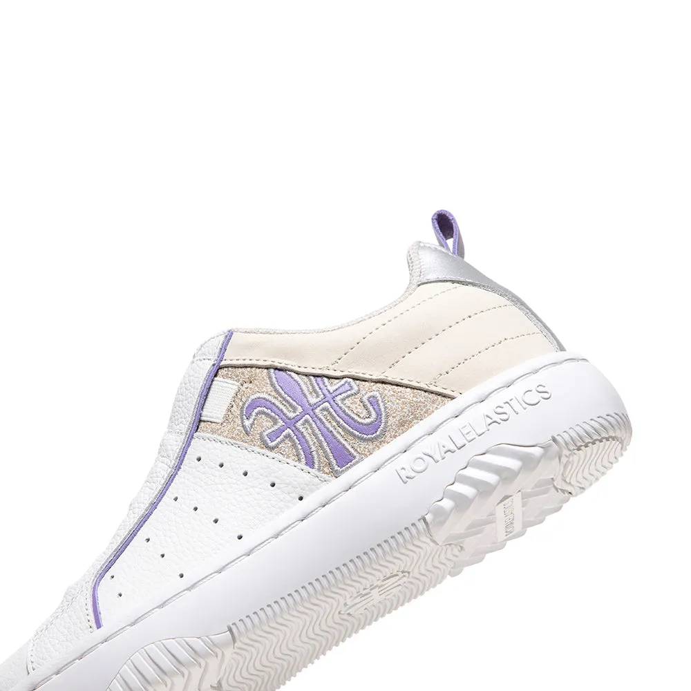 Women's Icon 2.0 White Purple Logo Leather Sneakers 96533-006